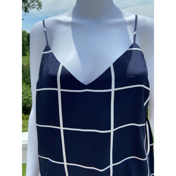 L'AGENCE Jane Windowpane Silk Camisole Top - Navy/White - Size XS* WOM203 - Picture 2 of 8